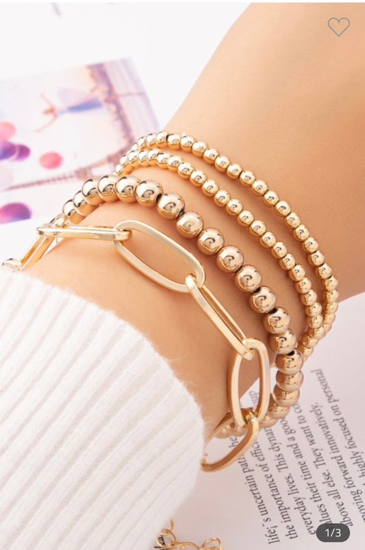 Stretch gold beaded bracelets