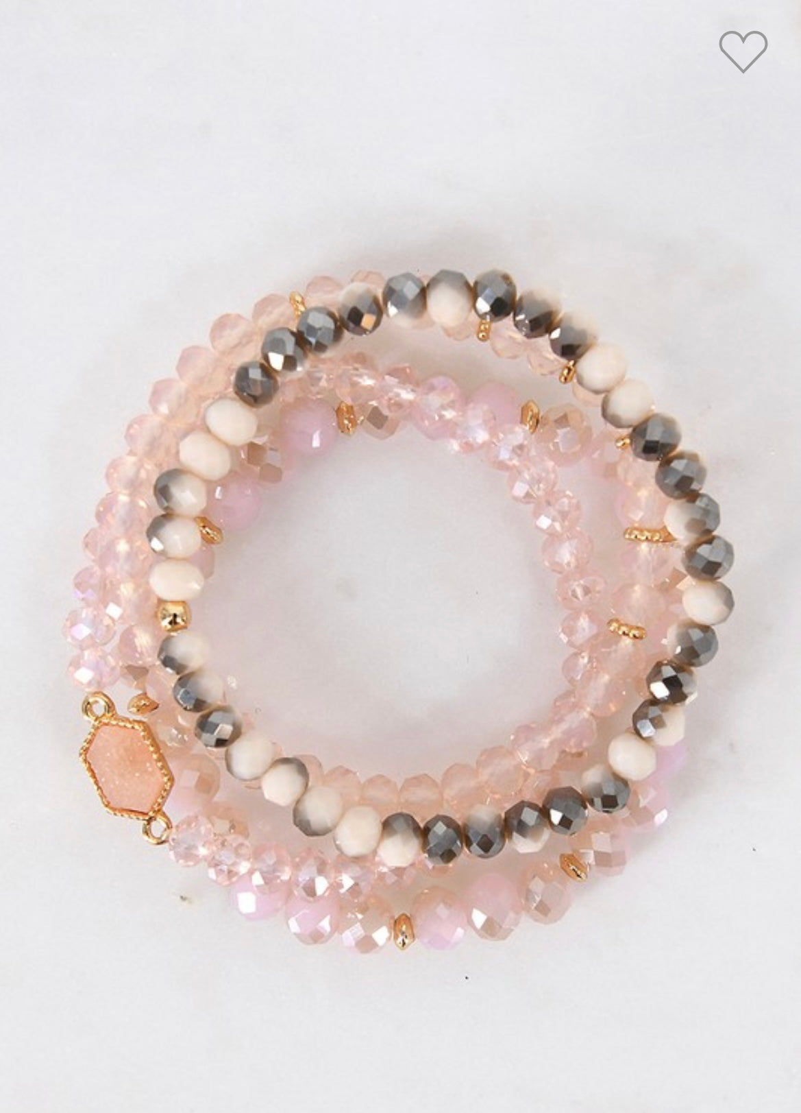 Crystal beaded stacking stretch bracelets set