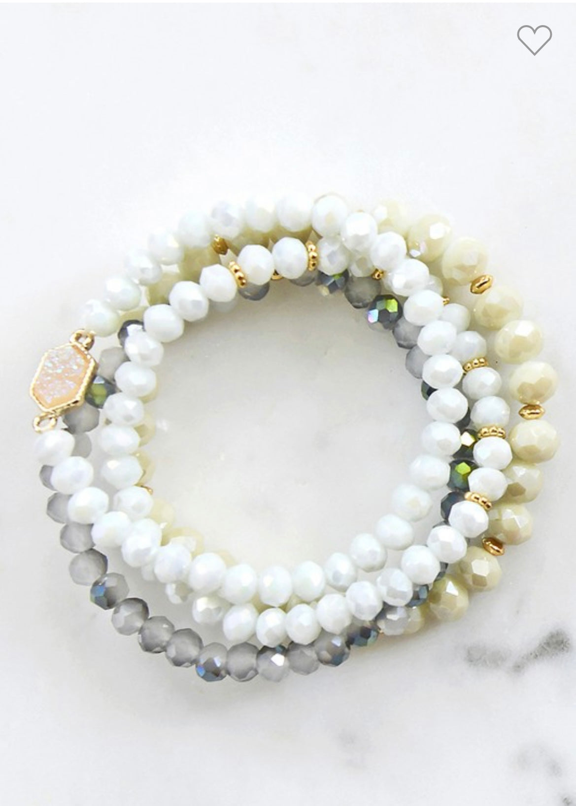 Crystal beaded stacking stretch bracelets set