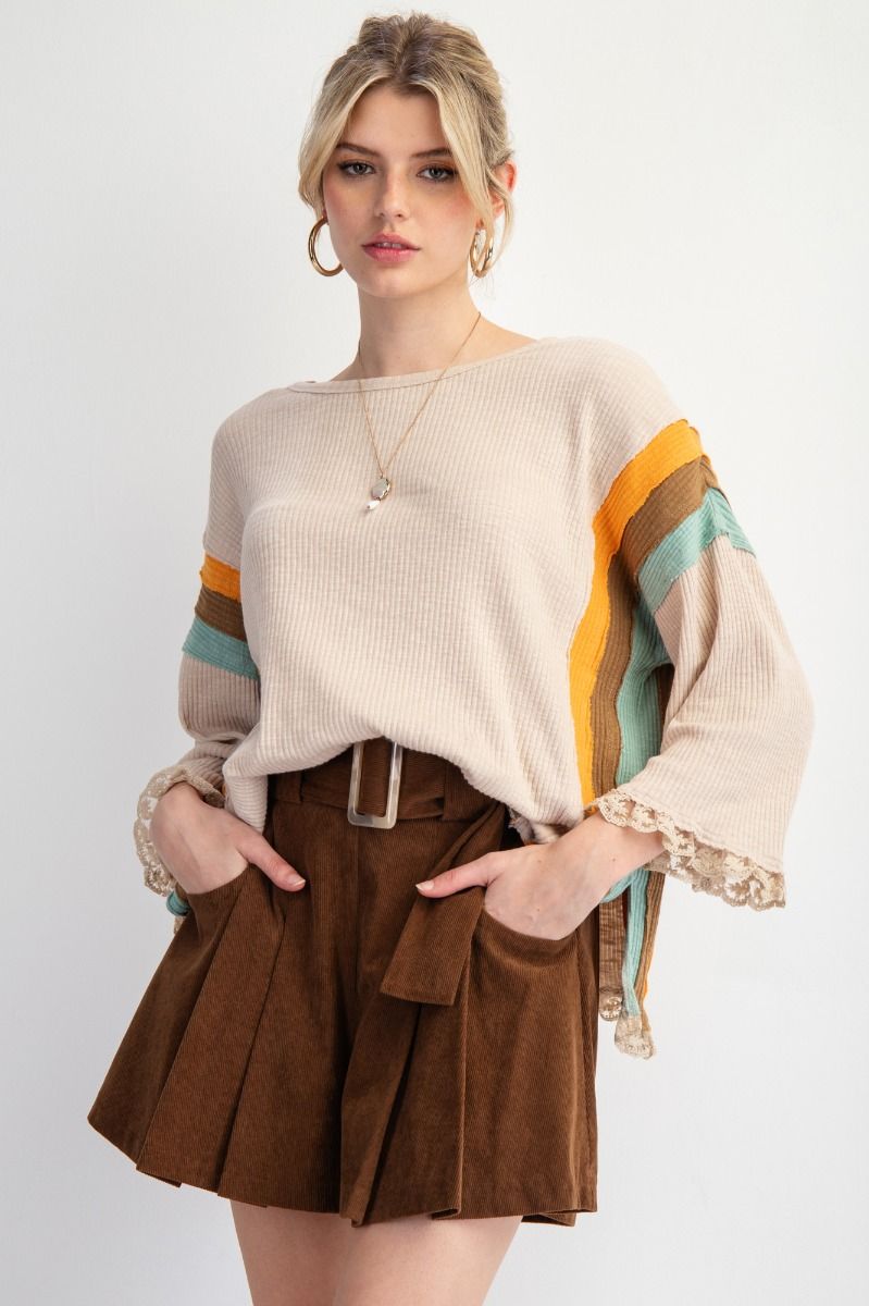 Striped Lace Trim Top