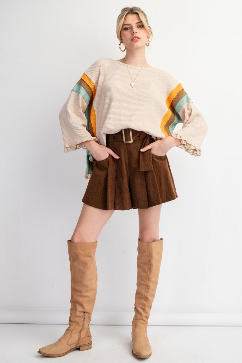 Striped Lace Trim Top