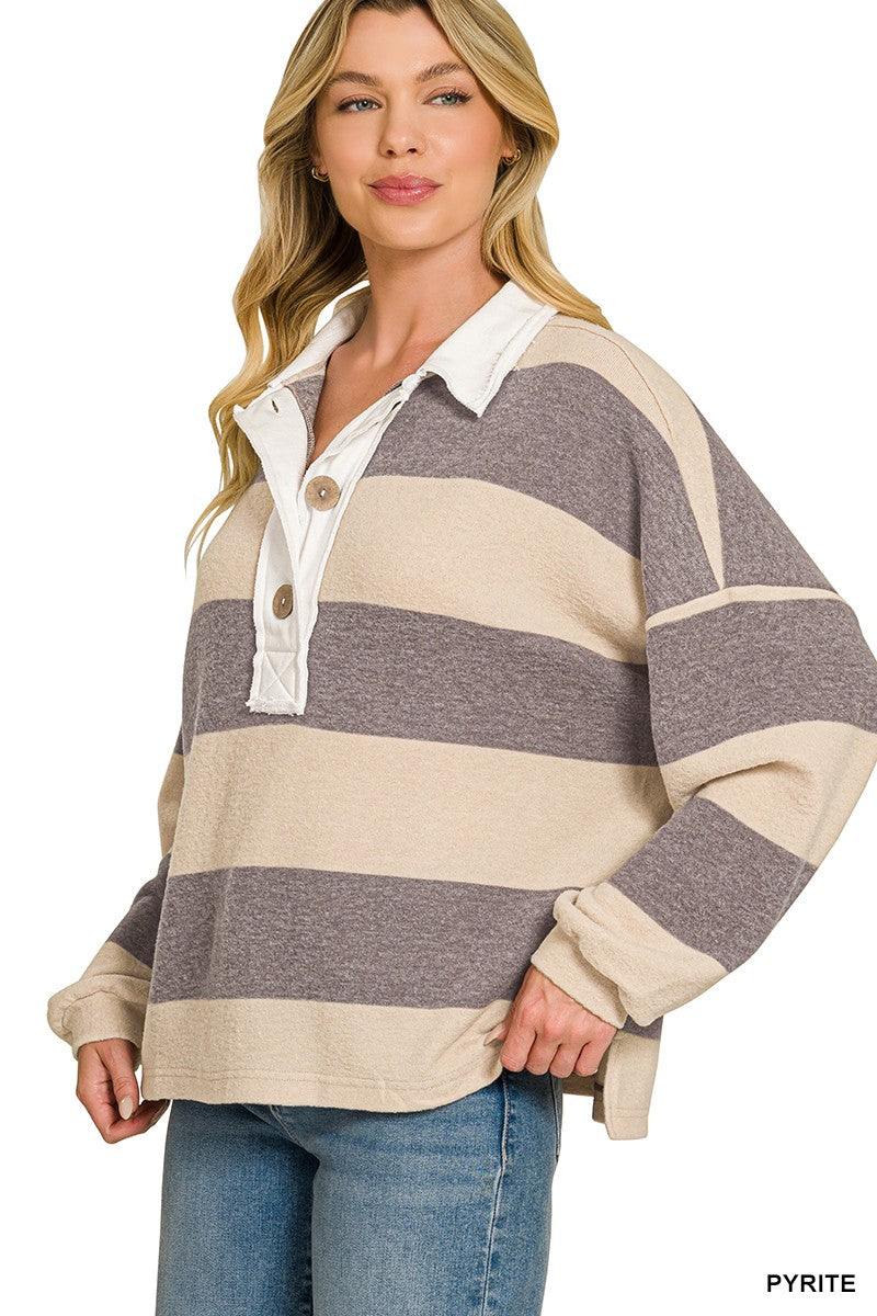 Brushed Fleece Polo Top