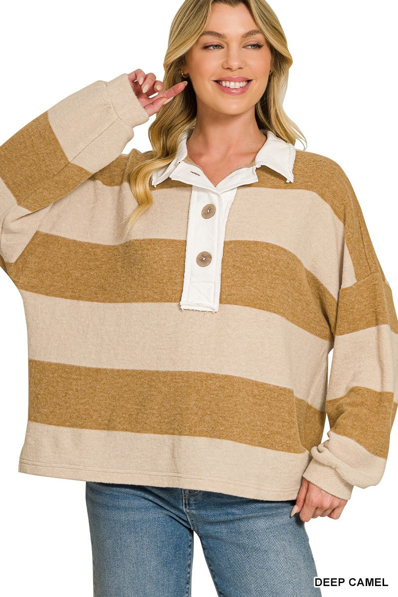 Brushed Fleece Polo Top