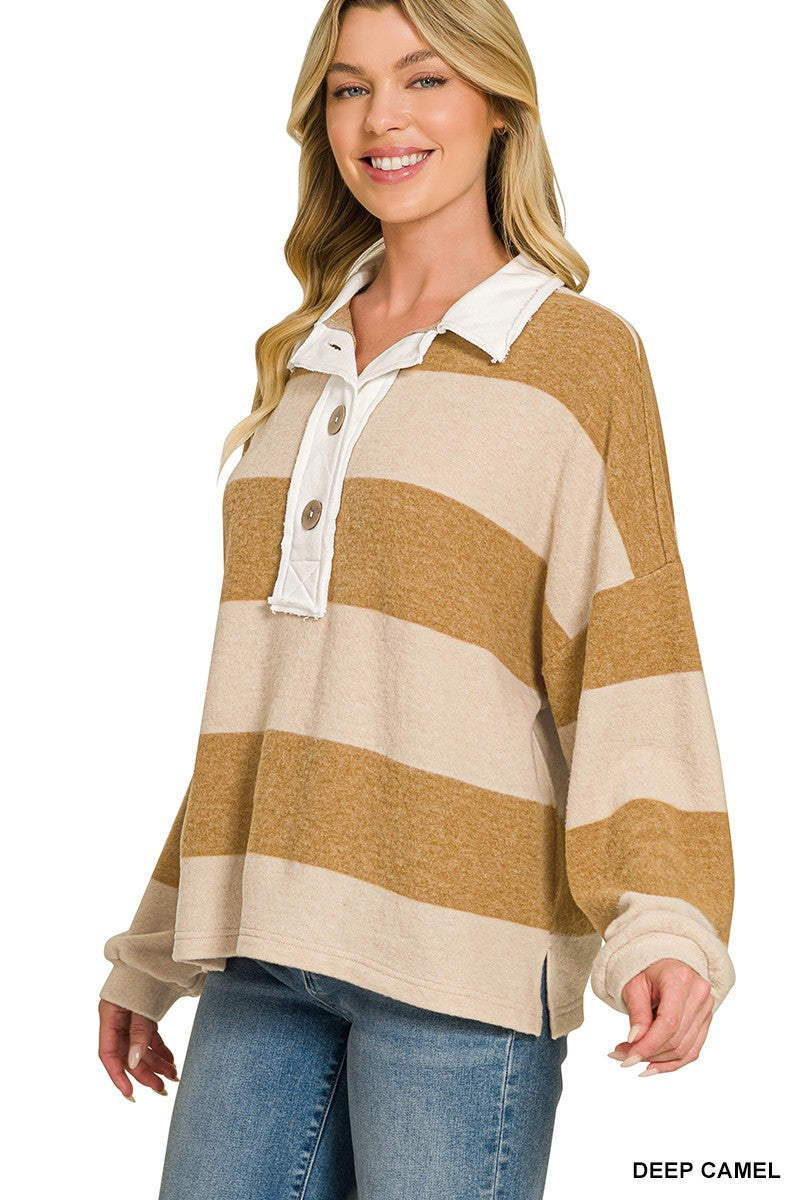 Brushed Fleece Polo Top