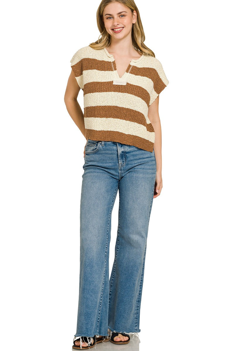 Striped boxy sweater vest