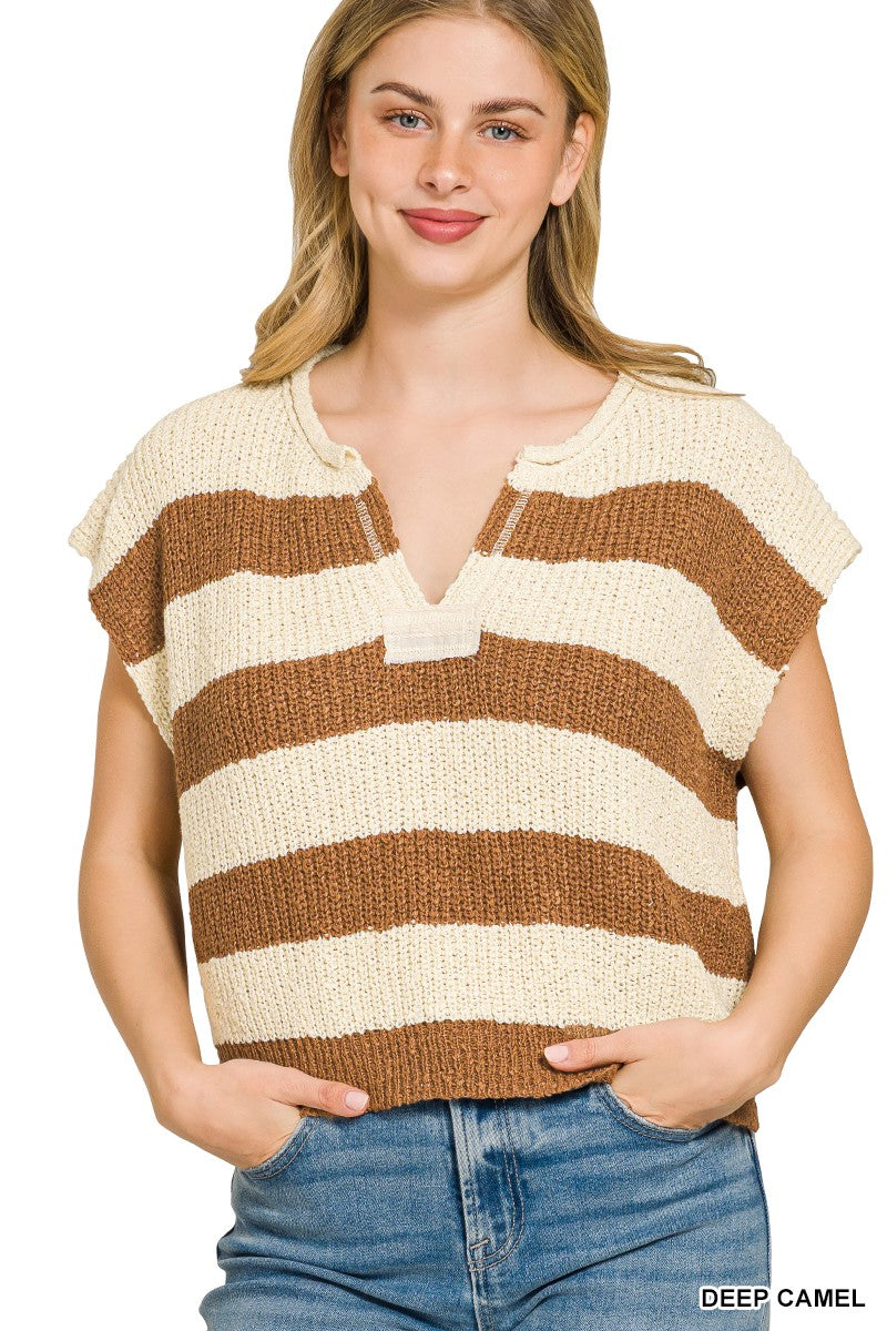 Striped boxy sweater vest