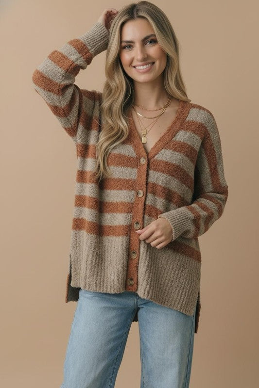 Oversized Striped Cardigan