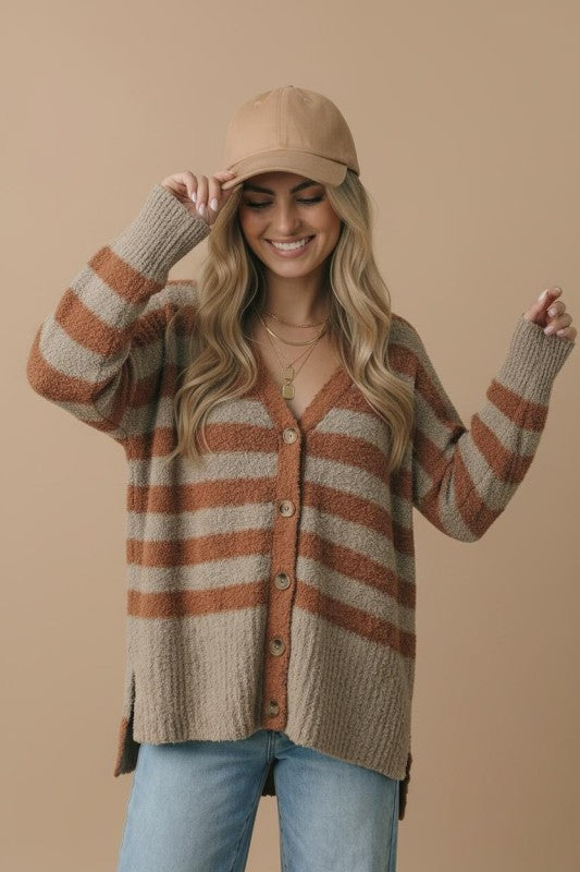 Oversized Striped Cardigan