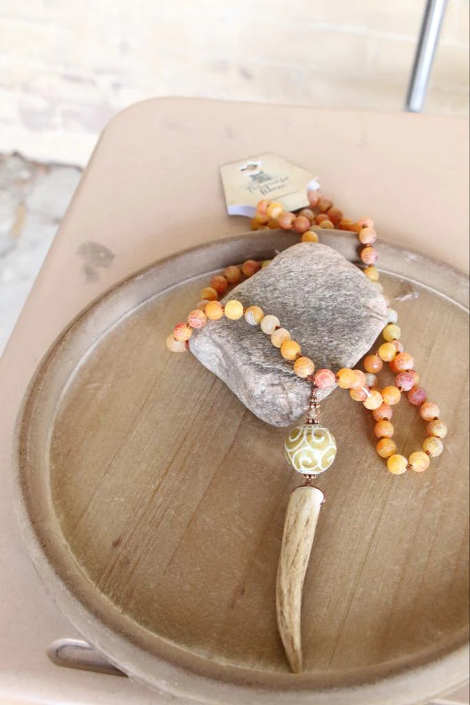 Sunset Jasper Beaded Necklace with bone accent