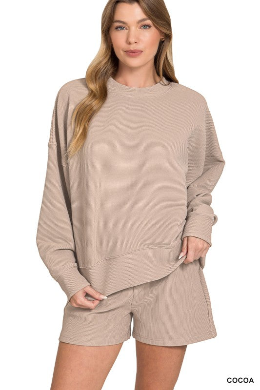 Ribbed Sweatshirt set w/shorts