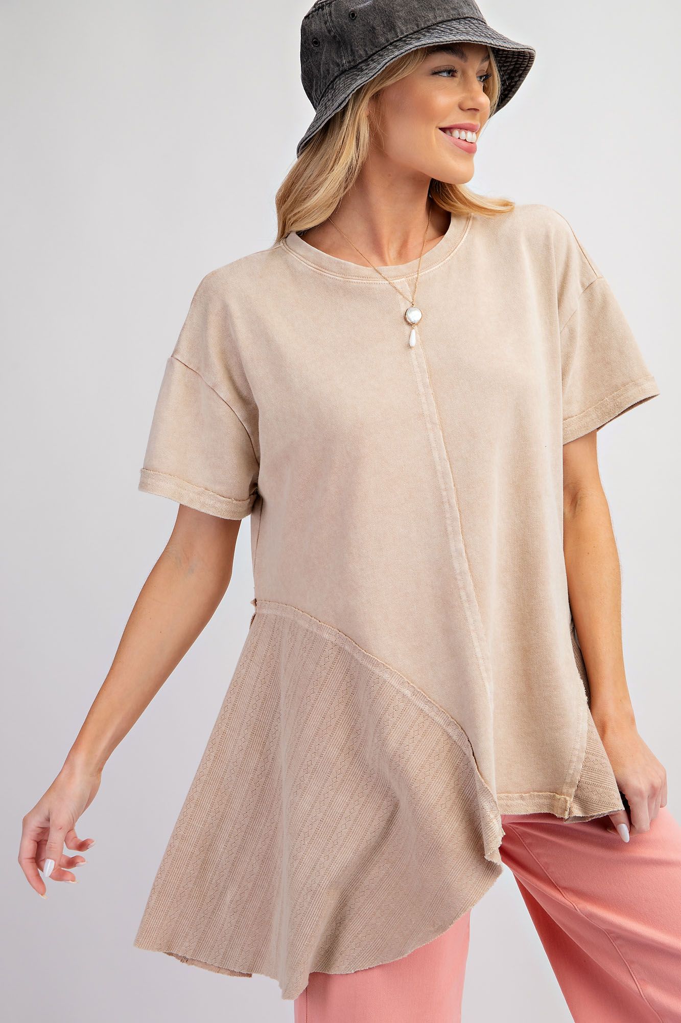 Lace inset Peplum Top