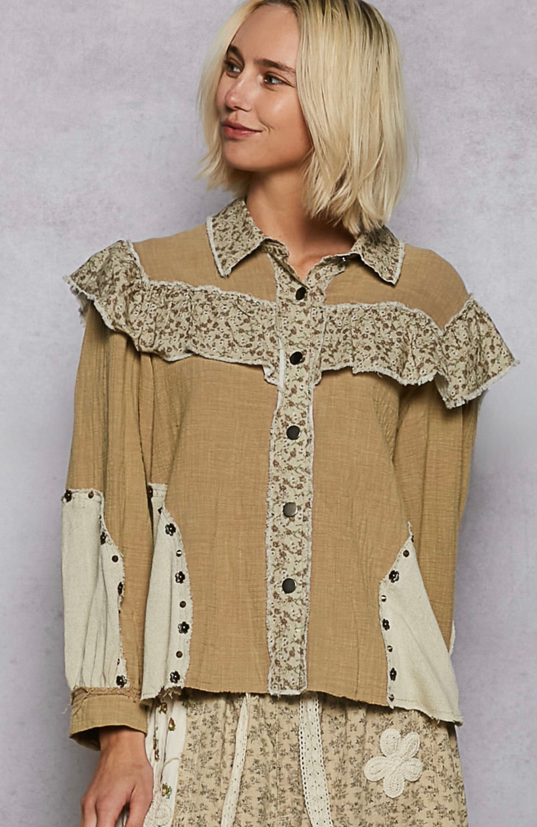 Ruffled Button Down
