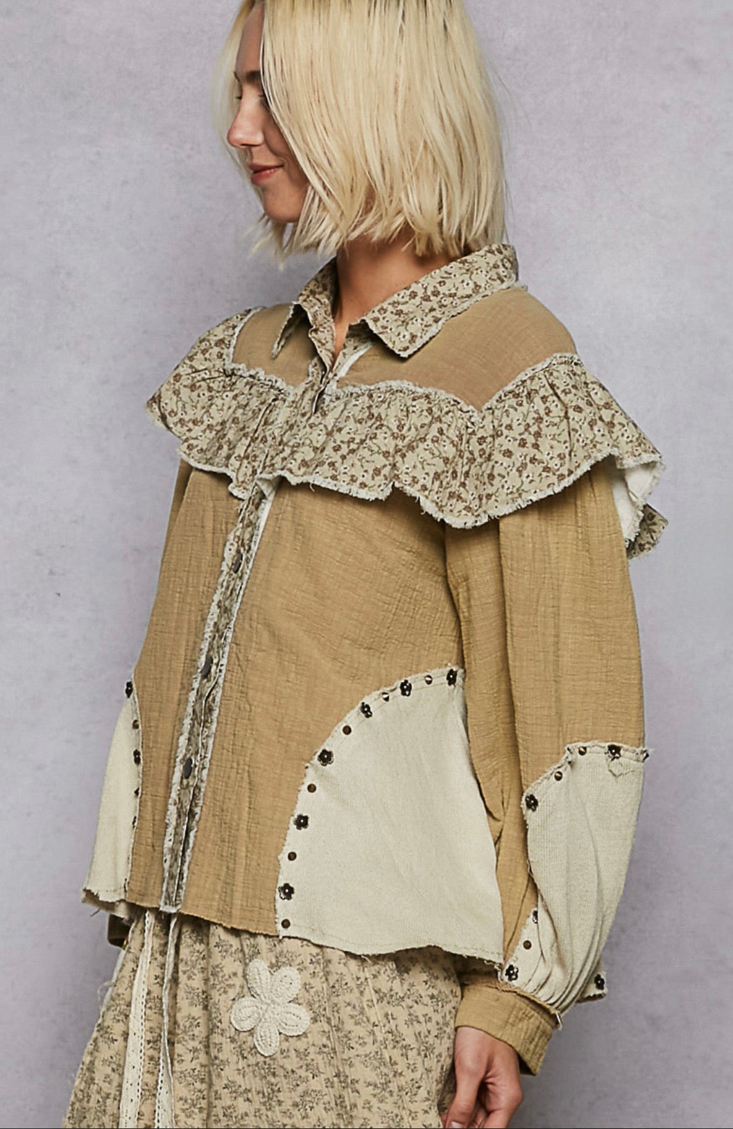 Ruffled Button Down