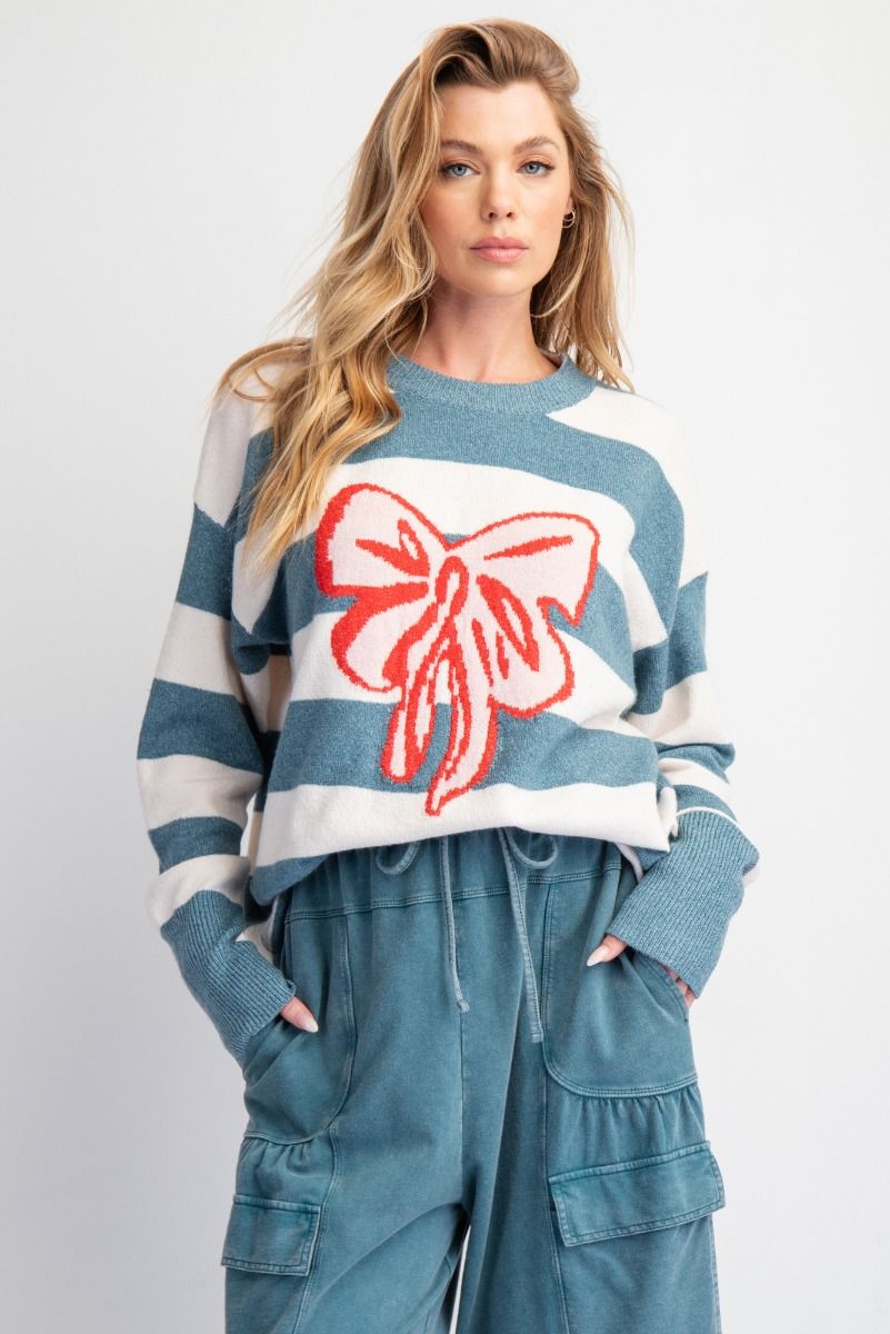 Teal Bow Sweater