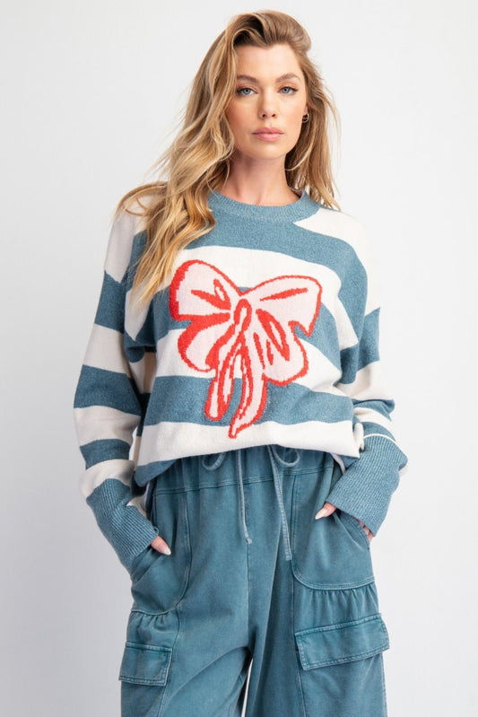 Teal Bow Sweater
