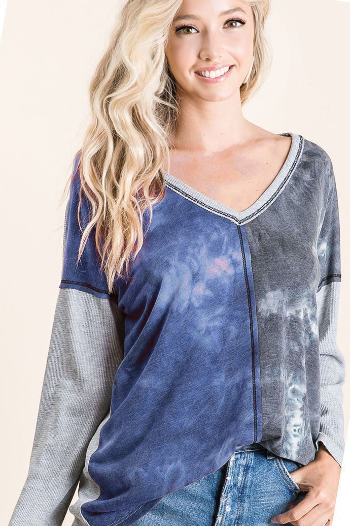 Soft Tie Dye V-Neck