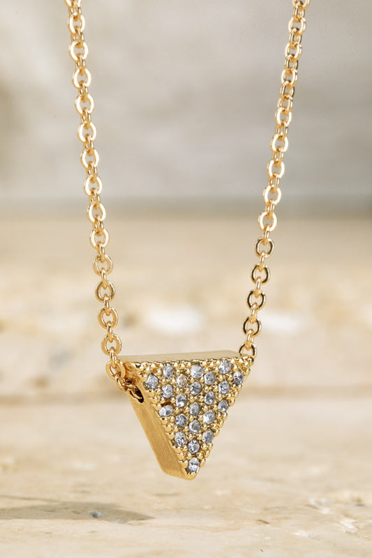 Triangle Pave Crystal Pendant Necklace