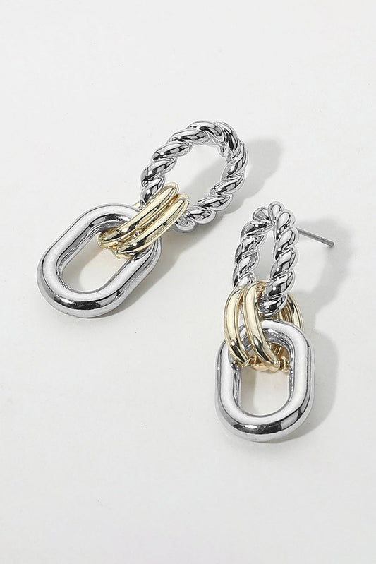 Two tone Link Post Earring