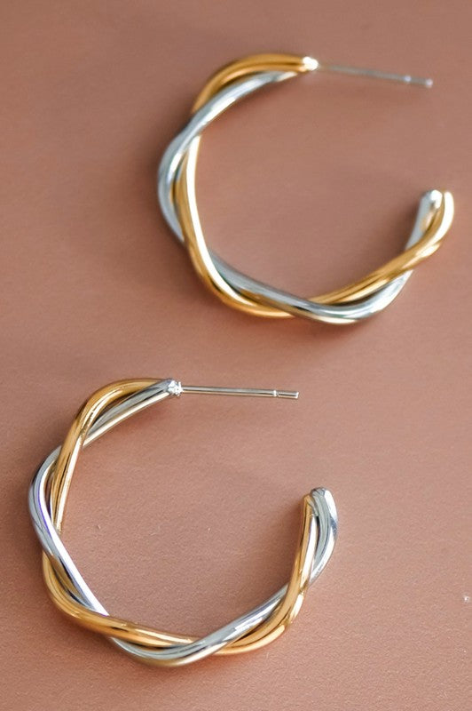 Two Tone Twist Hoop