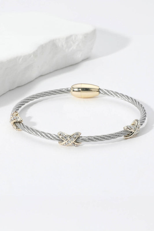 Two Tone Criss Cross Bracelet