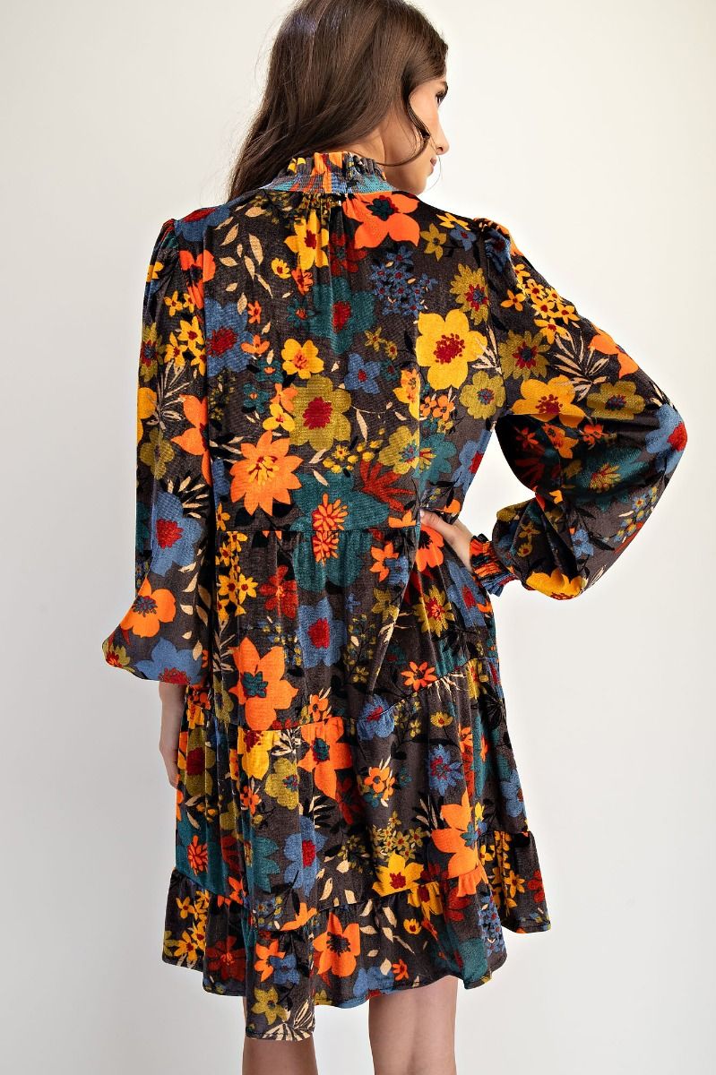 Fall florals Velvet Dress