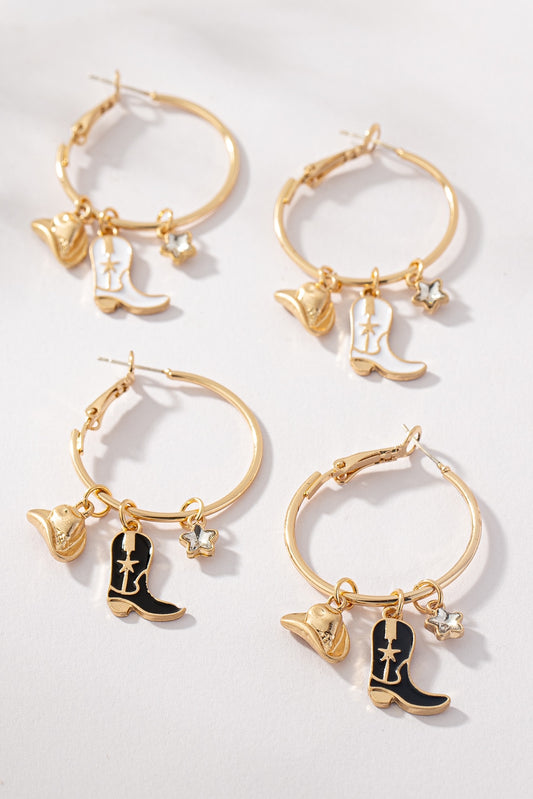 Western Hoop Earrings with Charms