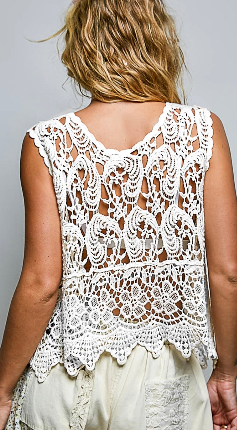 White Crocheted Tank
