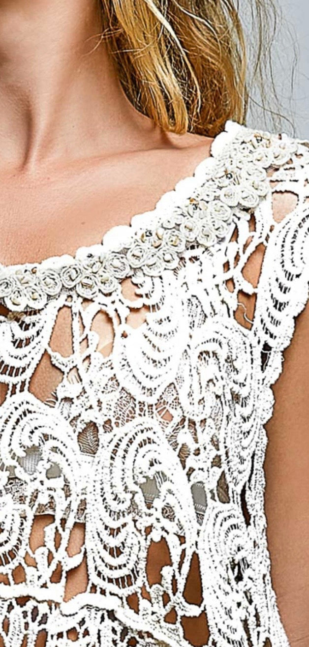 White Crocheted Tank