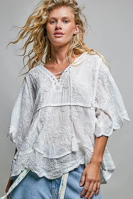 White applique babydoll