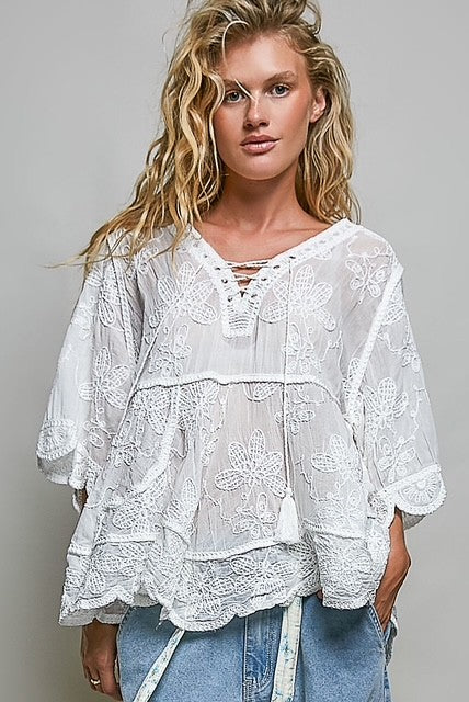 White applique babydoll