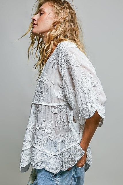 White applique babydoll