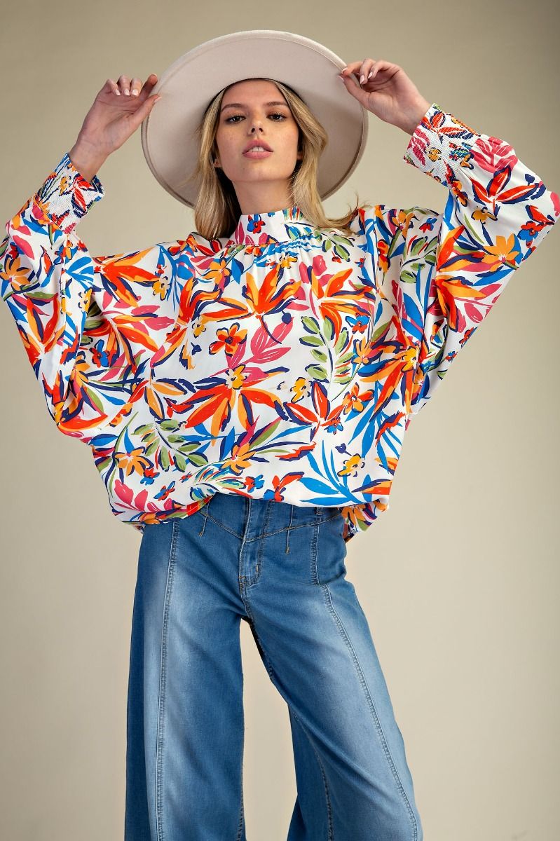 Floral Batwing Top