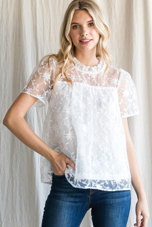 White Lace Mesh Top