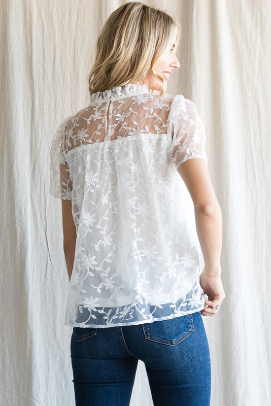 White Lace Mesh Top