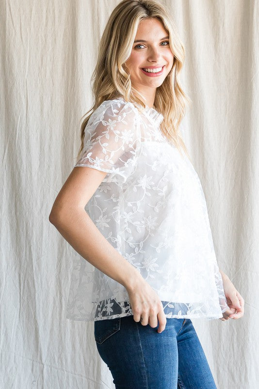 White Lace Mesh Top