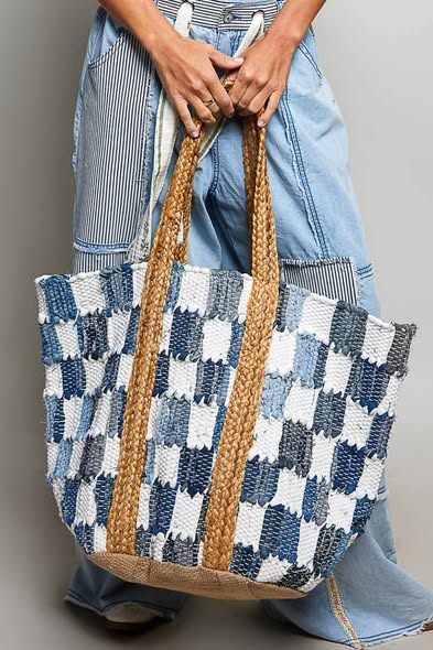 Woven Denim Tote
