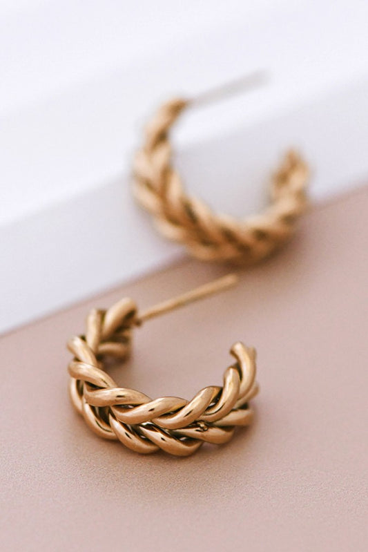 Gold Woven Hoops