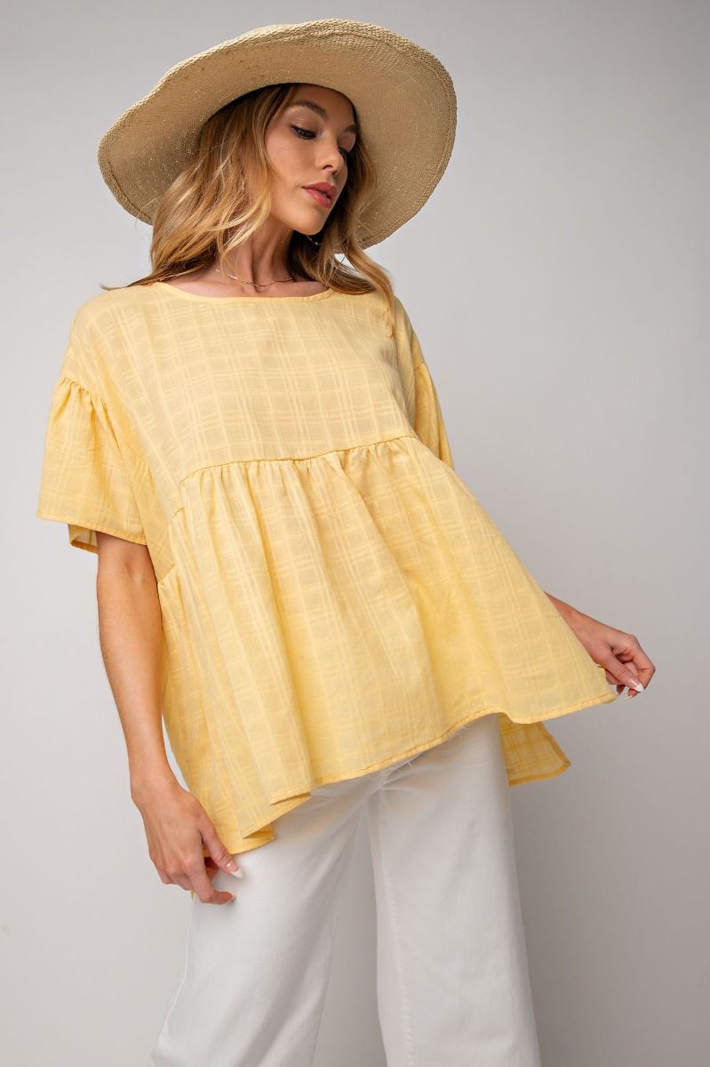 Yellow Textured Cotton Top