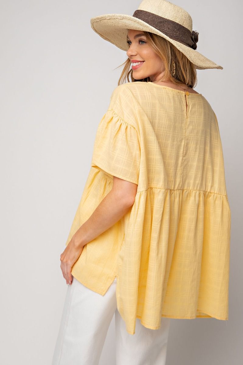 Yellow Textured Cotton Top