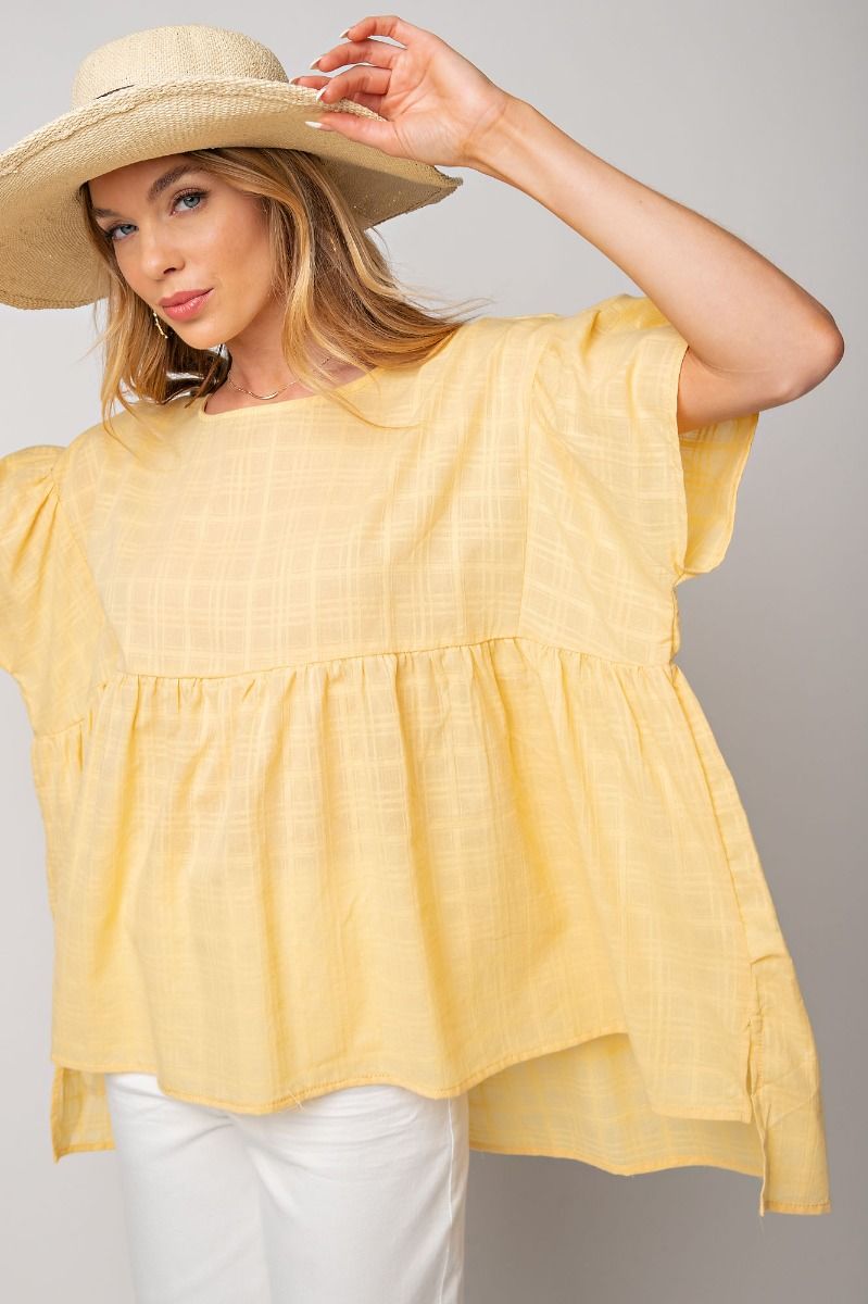 Yellow Textured Cotton Top