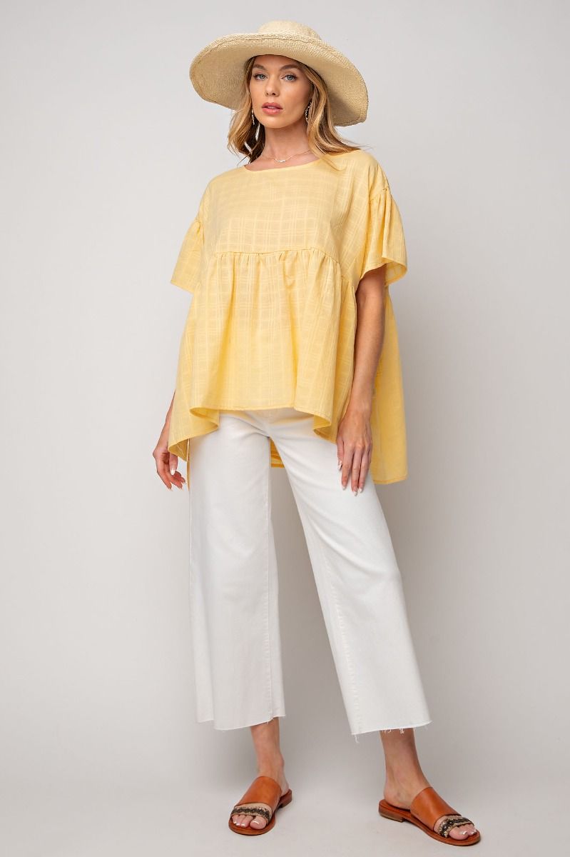 Yellow Textured Cotton Top