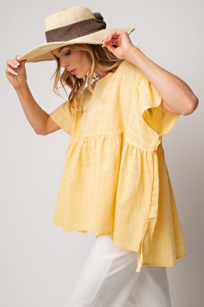 Yellow Textured Cotton Top