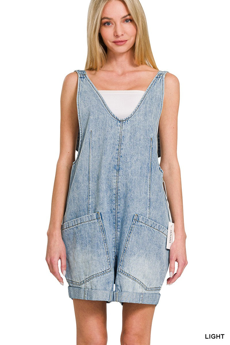 Denim Overalls Shorts